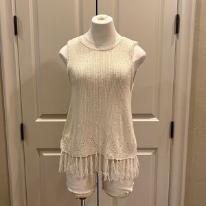 Anthropologie Pepin Fringe Crochet Sleeveless Sweater Tank Top